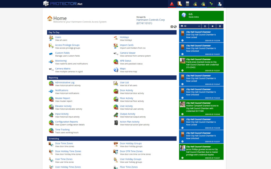 Hartmann PROTECTOR.Net access control software interface